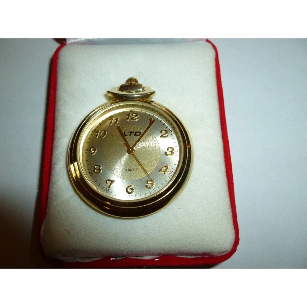 LTD Quartz Pocket Watch Gold Tone LTD021 Japan Movt M.Z. Berger Stainless Steel‎